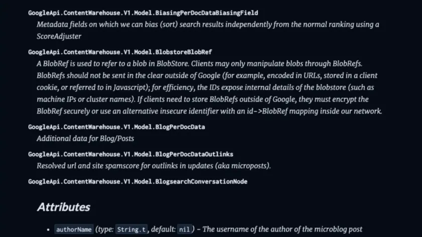 Google API Content Warehouse Leak